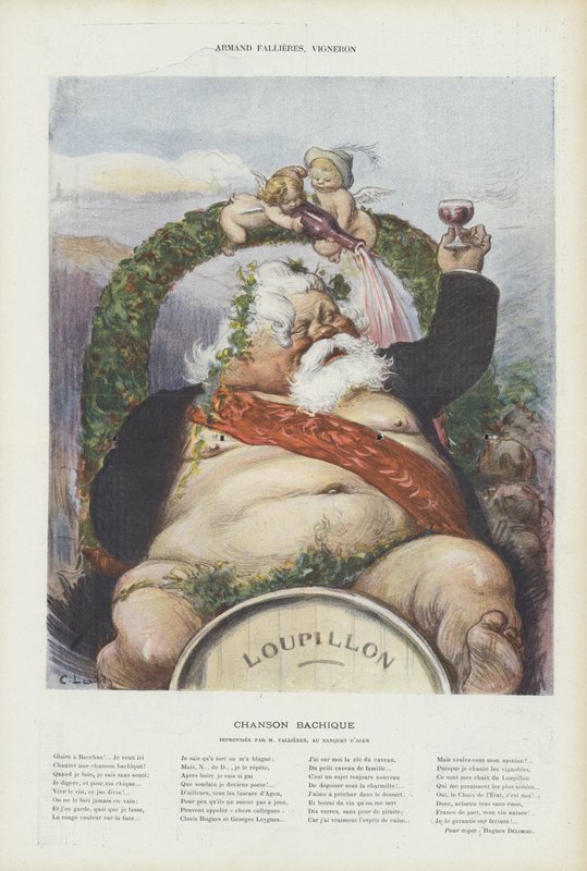 Armand Fallieres borász. Illusztráció Le Rire alkotó: Charles Leandre