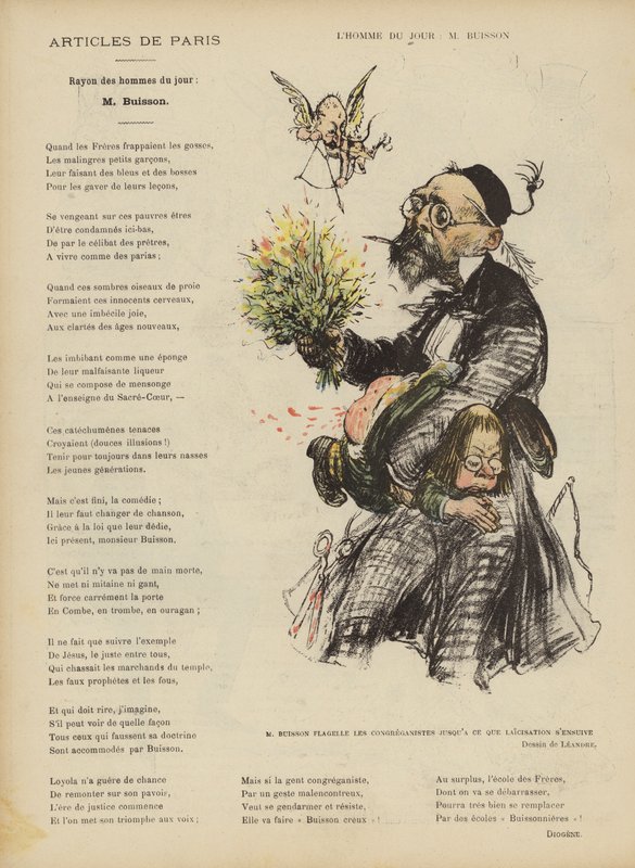 Ferdinand Buisson francia politikus karikatúrája. Illusztráció Le Rire alkotó: Charles Leandre
