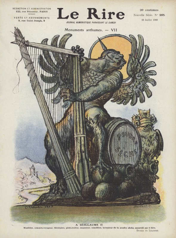 II. Vilmos német császár karikatúrája. Illusztráció Le Rire alkotó: Charles Leandre