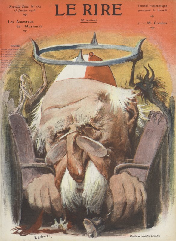 Emile Combes francia politikus. Illusztráció Le Rire alkotó: Charles Leandre