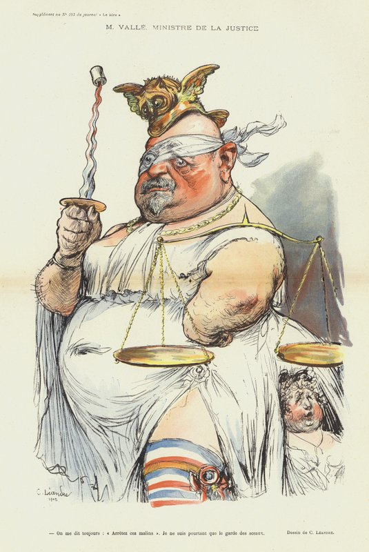 Ernest Valle, francia igazságügyi miniszter, illusztráció a Le Rire számára alkotó: Charles Leandre