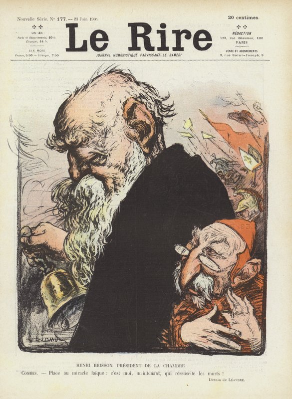 Henri Brisson és Emile Combes francia politikusok. Illusztráció Le Rire alkotó: Charles Leandre