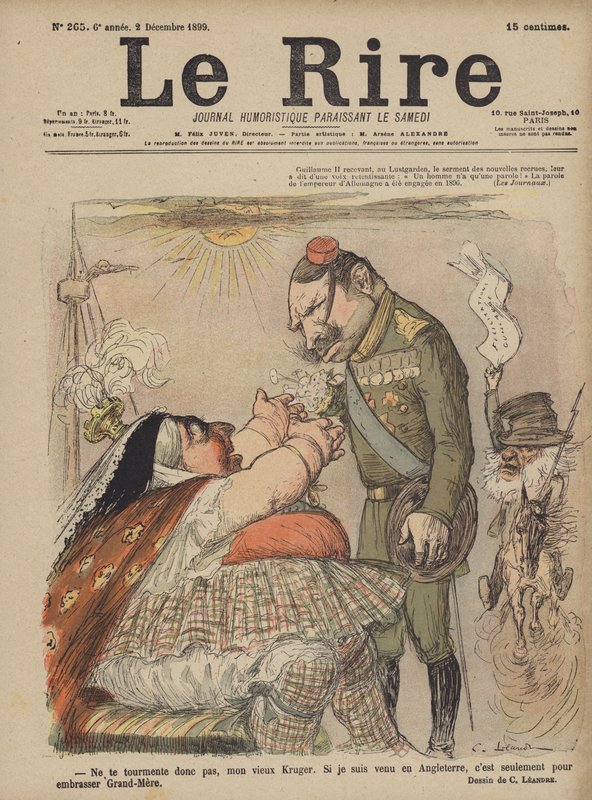 Vilmos császár és Viktória királynő, illusztráció a Le Rire számára alkotó: Charles Leandre