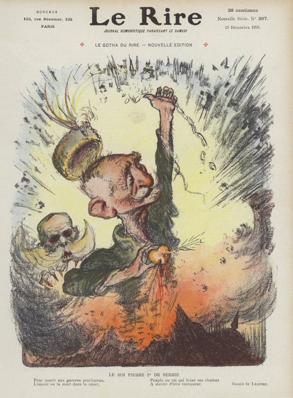 I. Péter szerb király. Illusztráció Le Rire alkotó: Charles Leandre