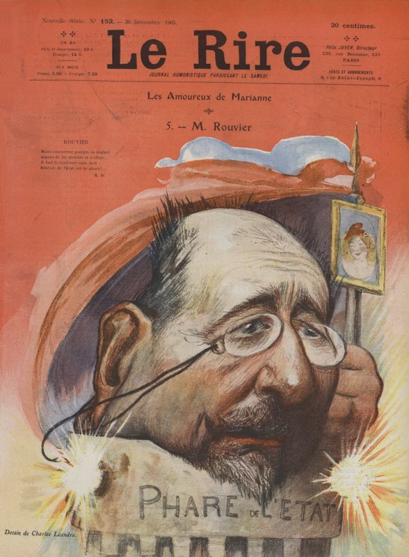 Maurice Rouvier francia politikus. Illusztráció Le Rire alkotó: Charles Leandre