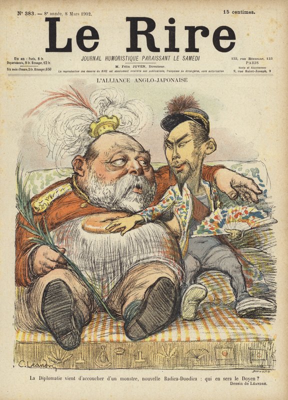 Az anglo-japán szövetség, illusztráció a Le Rire számára alkotó: Charles Leandre