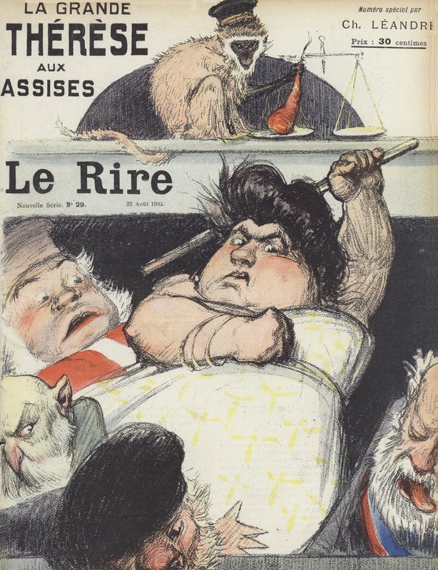 A hírhedt csaló Therese Humbert pere. Illusztráció Le Rire alkotó: Charles Leandre