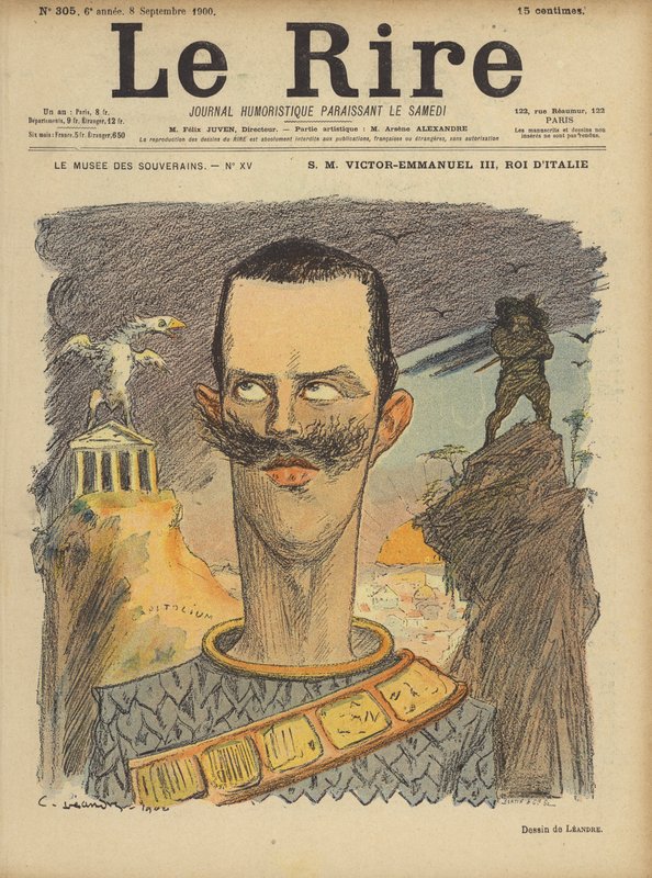 III. Viktor Emmanuel, Olaszország királya, Le Rire illusztrációja alkotó: Charles Leandre