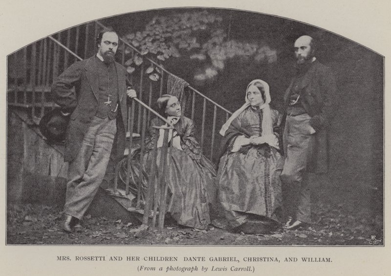 Rossetti asszony és gyermekei Dante Gabriel, Christina és William (f/w fotó) alkotó: Charles Lutwidge Dodgson