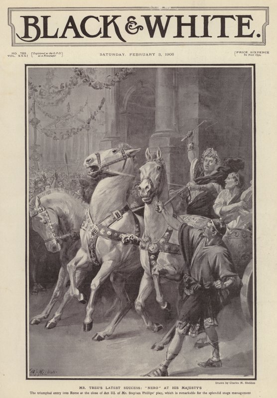 Herbert Beerbohm Tree angol színész, Stephen Phillips Nero című drámájának főszereplője a londoni His Majesty