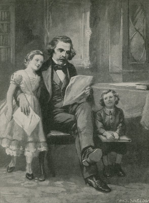 Nathaniel Hawthorne felolvas a gyerekeinek alkotó: Charles Mills Sheldon