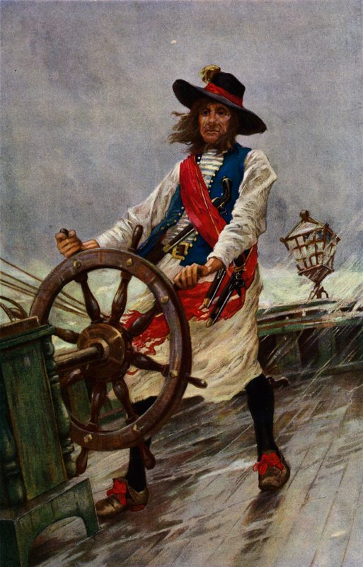 A Sea Rover, egy tengerész, aki viharba került hajót kormányoz (színes litográfia) alkotó: Charles Murray (after) Padday