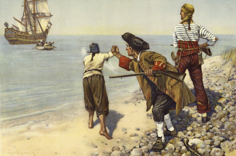 Marooned, egy eset a kalózhajósok idejéből (színes litográfia) alkotó: Charles Murray Padday