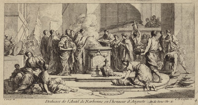 Narbonne oltárának felszentelése Augustus római császár tiszteletére alkotó: Charles Nicolas II Cochin