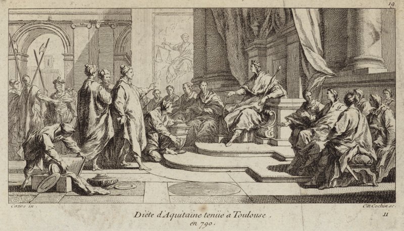 Aquitaine diétája Toulouse-ban, 790 (metszet) alkotó: Charles Nicolas II Cochin