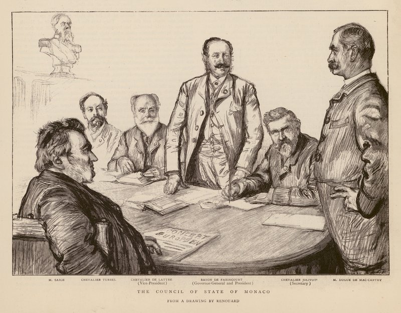Monaco állam tanácsa (metszet) alkotó: Charles Paul (after) Renouard