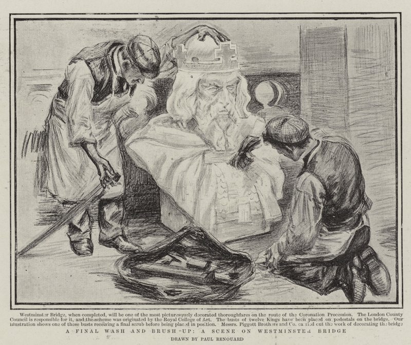 Utolsó mosás és ecsetelés, jelenet a Westminster Bridge-en alkotó: Charles Paul Renouard