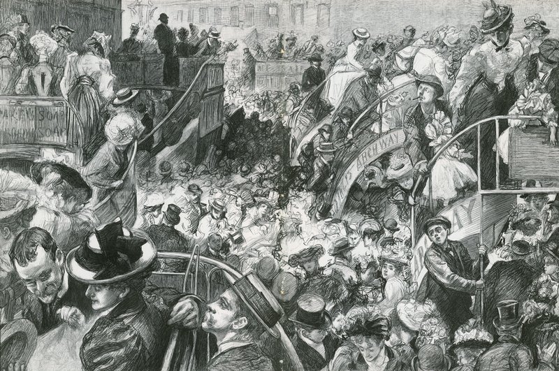 Egy népszerű Cockney üdülőhely: A tömeg a Highgate Hill lábánál bankszüneti napokon alkotó: Charles Paul Renouard