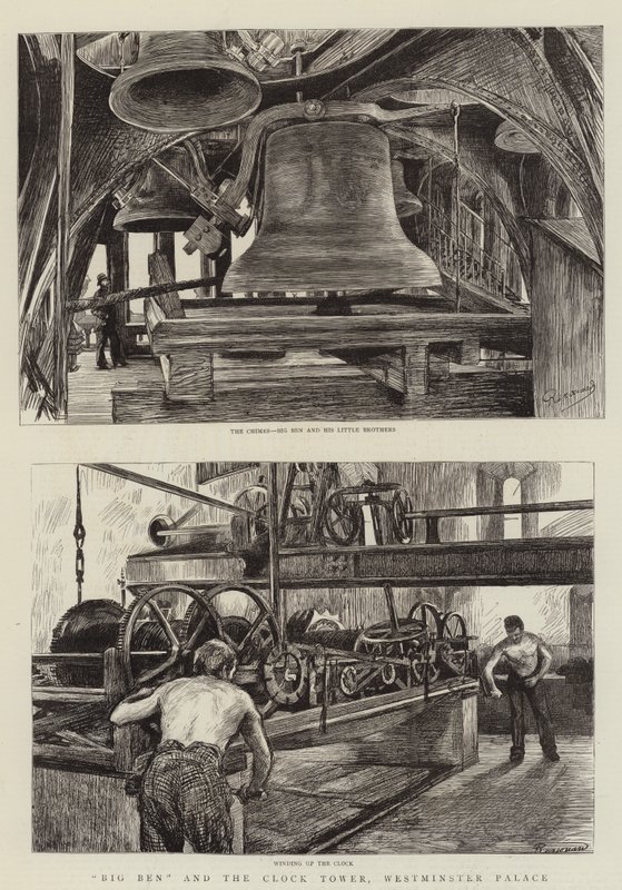 Big Ben és az óratorony, a Westminster-palota alkotó: Charles Paul Renouard
