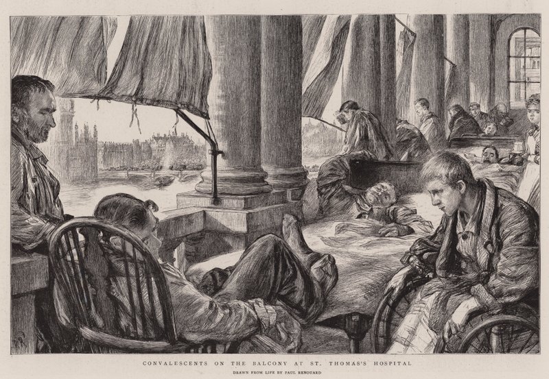 Gyógyulók a Szent Tamás Kórház erkélyén alkotó: Charles Paul Renouard