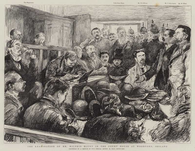 Wilfrid Blunt vizsgálata a Woodford-i Court House-ban, Írországban alkotó: Charles Paul Renouard