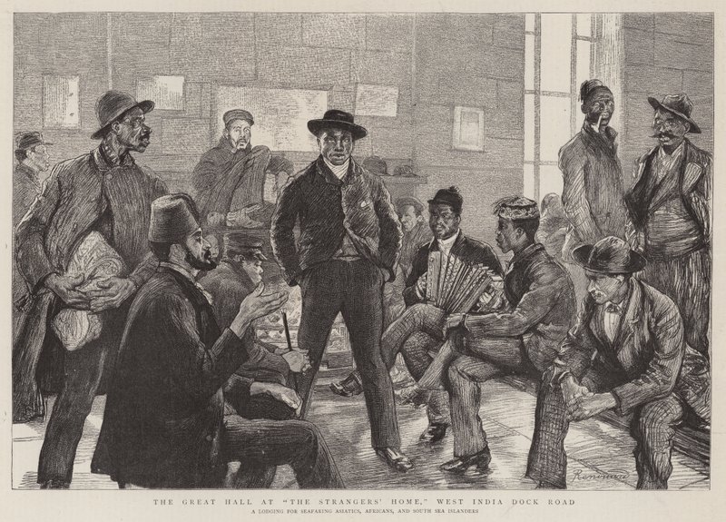 A nagyterem az idegenek otthonában, a West India Dock Roadon alkotó: Charles Paul Renouard