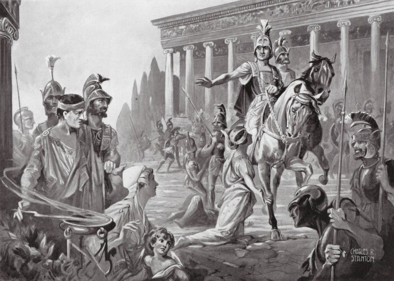 Sándor Théba elfoglalásakor, Kr. e. 335 (litográfia) alkotó: Charles Rebel Stanton