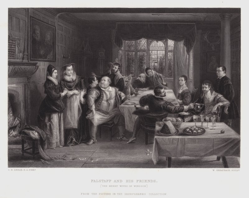 Falstaff és barátai (metszet) alkotó: Charles Robert (after) Leslie