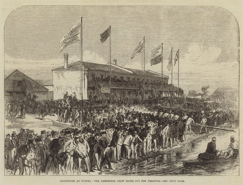 Csónakház Putney-ban, a Cambridge-i legénység gyakorlásra megy alkotó: Sir John Charles Robinson