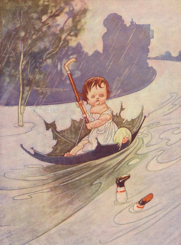 Soha nem esik, de ömlik (színes litográfia) alkotó: Charles Robinson