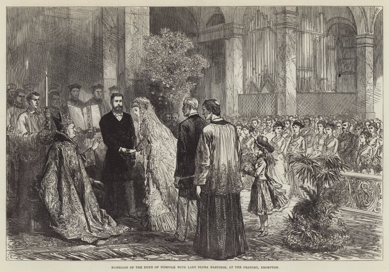 Norfolk hercegének házassága Lady Flora Hastingsszel a bromptoni oratóriumban alkotó: Sir John Charles Robinson