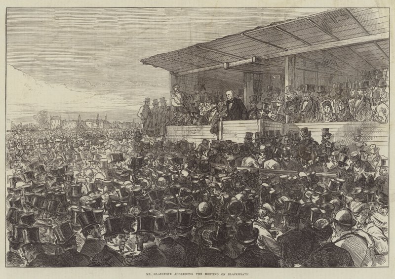 Gladstone úr beszédet mond a Blackheath-i találkozón alkotó: Sir John Charles Robinson