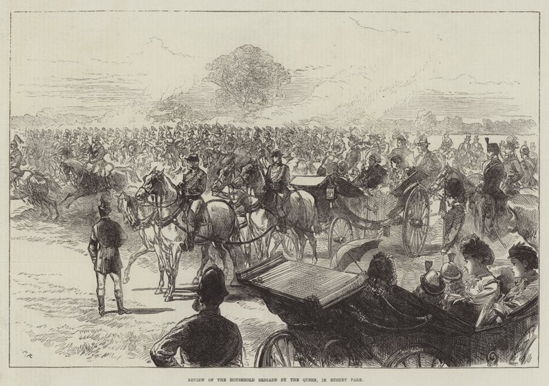 A Queen Household Brigade áttekintése a Bushey Parkban alkotó: Sir John Charles Robinson