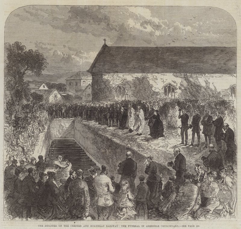 Katasztrófa a Chester és Holyhead vasúton, temetés az abergelei templomkertben alkotó: Sir John Charles Robinson