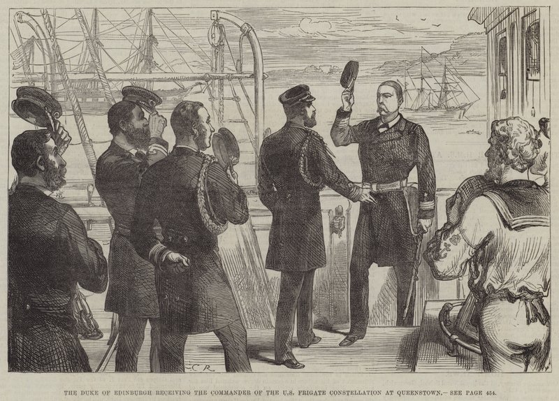 Edinburgh hercege fogadja az amerikai fregatt csillagkép parancsnokát Queenstownban alkotó: Sir John Charles Robinson