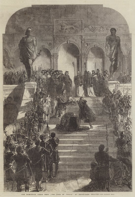 A kivégzési jelenet a Velencei dózsából, a Drury-Lane Színházban alkotó: Sir John Charles Robinson