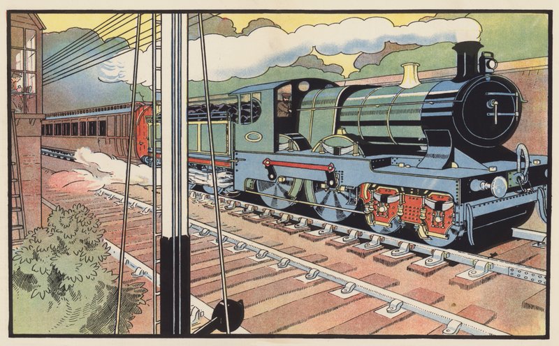 Az expressz vonat egy jelződoboz mellett halad el alkotó: Charles Robinson