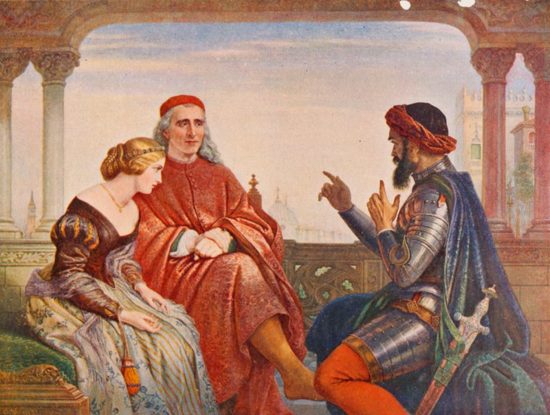 Shakespeare: Desdemona udvarlása, Othello, I. felvonás, 3. jelenet (színes litó) alkotó: Charles West (after) Cope