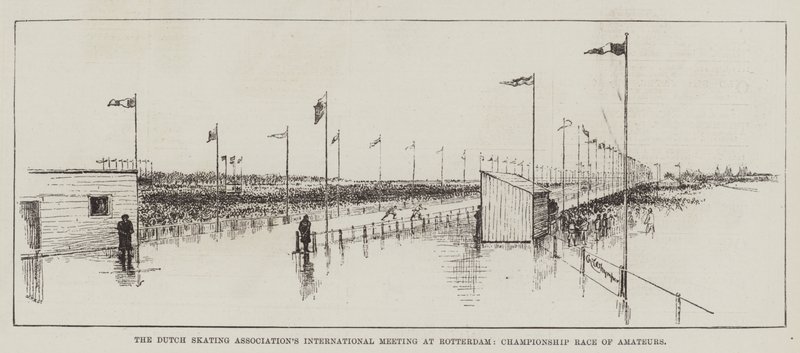 A Holland Korcsolyázó Szövetség nemzetközi találkozója Rotterdamban, amatőr bajnoki verseny alkotó: Charles Whymper