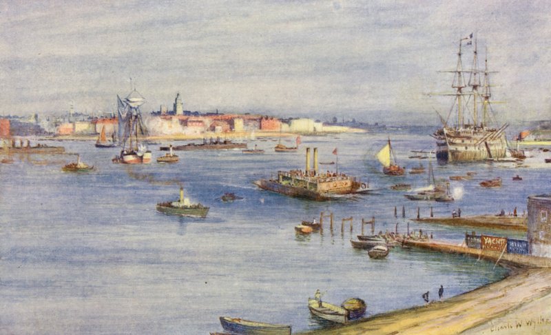 Portsmouth, Gosportból (színes litográfia) alkotó: Charles William Wyllie