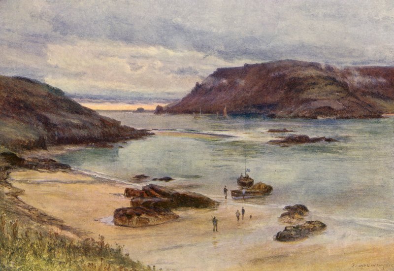 Salcombe kikötő (színes litográfia) alkotó: Charles William Wyllie