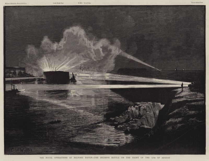 A haditengerészeti műveletek Milford Havenben, a döntő csata augusztus 17-én alkotó: Charles William Wyllie