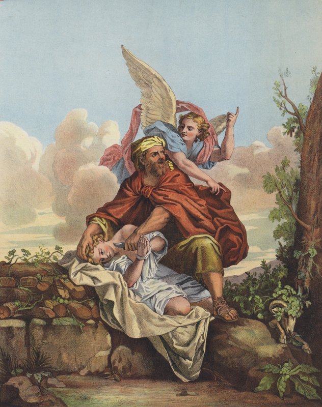 Az angyal közbelép, hogy ne áldozza fel Ábrahám fiát, Izsákot alkotó: Charles after Le Brun
