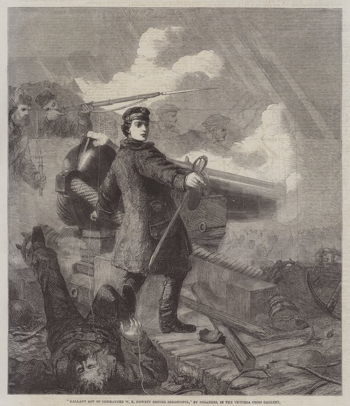 W N Hewett parancsnok vitéz cselekedete Sebastopol előtt alkotó: Chevalier Louis William Desanges