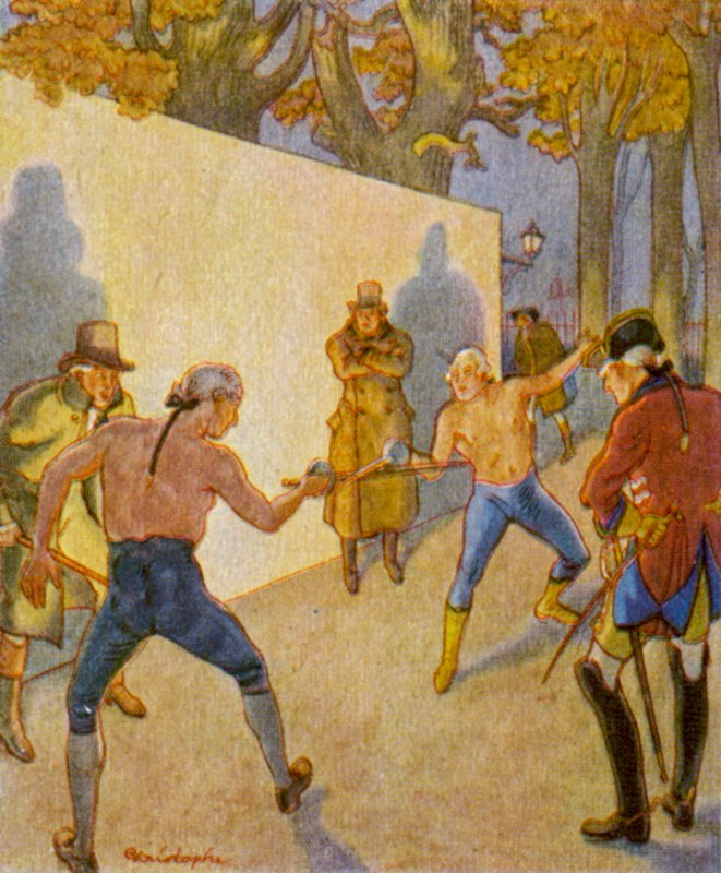 Párbaj / Párbaj (színes litográfia) alkotó: Christophe (1856 1945)