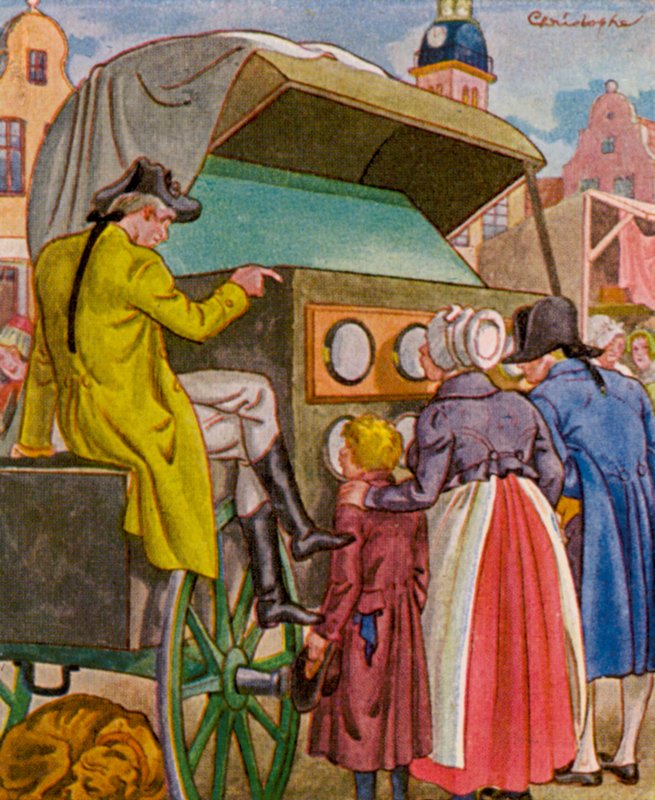 Guckkastenmann / Peep Box Man (színes litográfia) alkotó: Christophe (1856 1945)