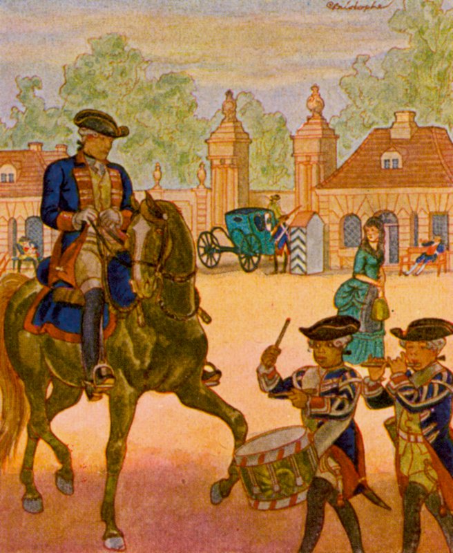 Wache Am Brandenburger Tor / Őr a Brandenburgi kapunál (színes lithó) alkotó: Christophe (1856 1945)