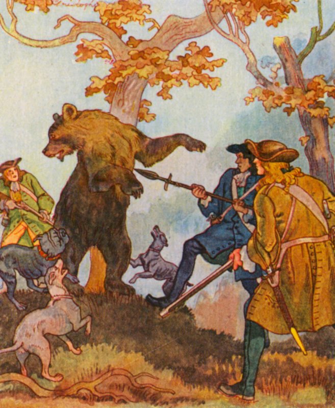 Barenjagd / Medvevadászat (színes litográfia) alkotó: Christophe (1856 1945)