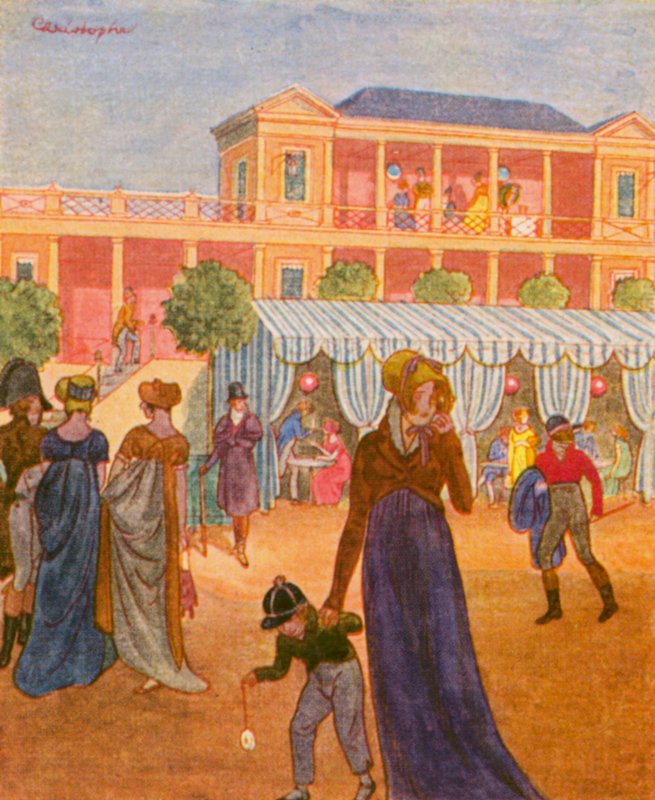 Elegantes Ausflugslokal / Elegáns kiránduló étterem (színes litográfia) alkotó: Christophe (1856 1945)