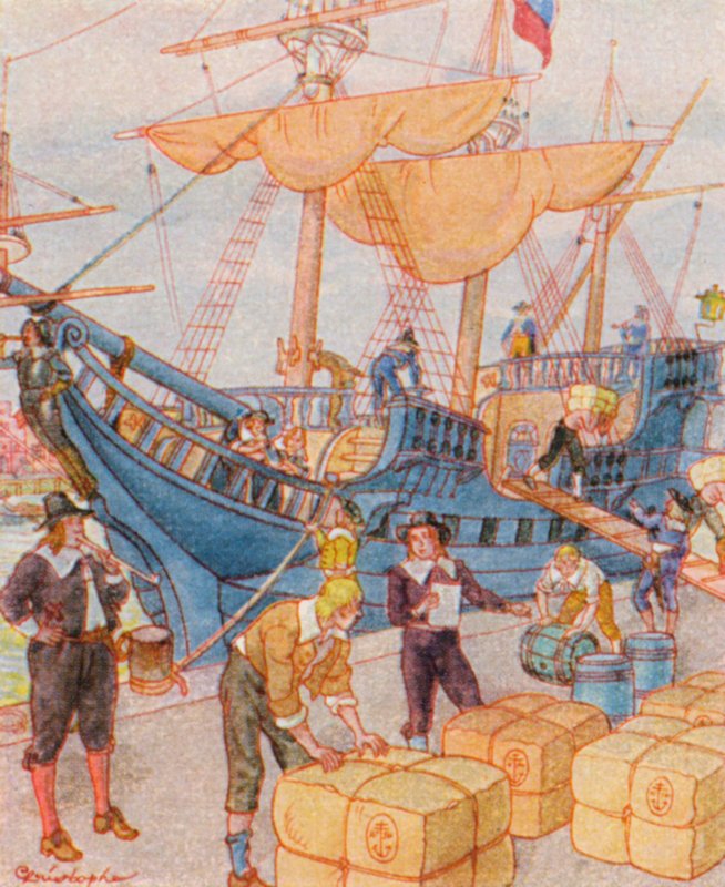 Hafen Mit Tabakballen / Kikötő dohánybálákkal (színes litográfia) alkotó: Christophe (1856 1945)